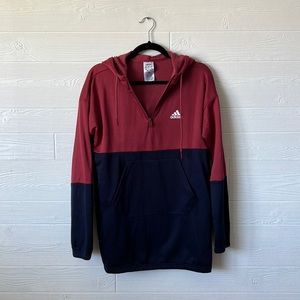 Adidas blue and red long oversized sweatshirt size small hoodie